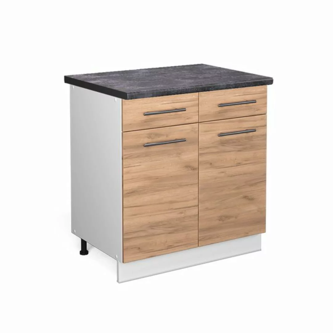 Vicco Unterschrank Fame-Line, Goldkraft Eiche/Weiß, 80 cm, AP Anthrazit günstig online kaufen