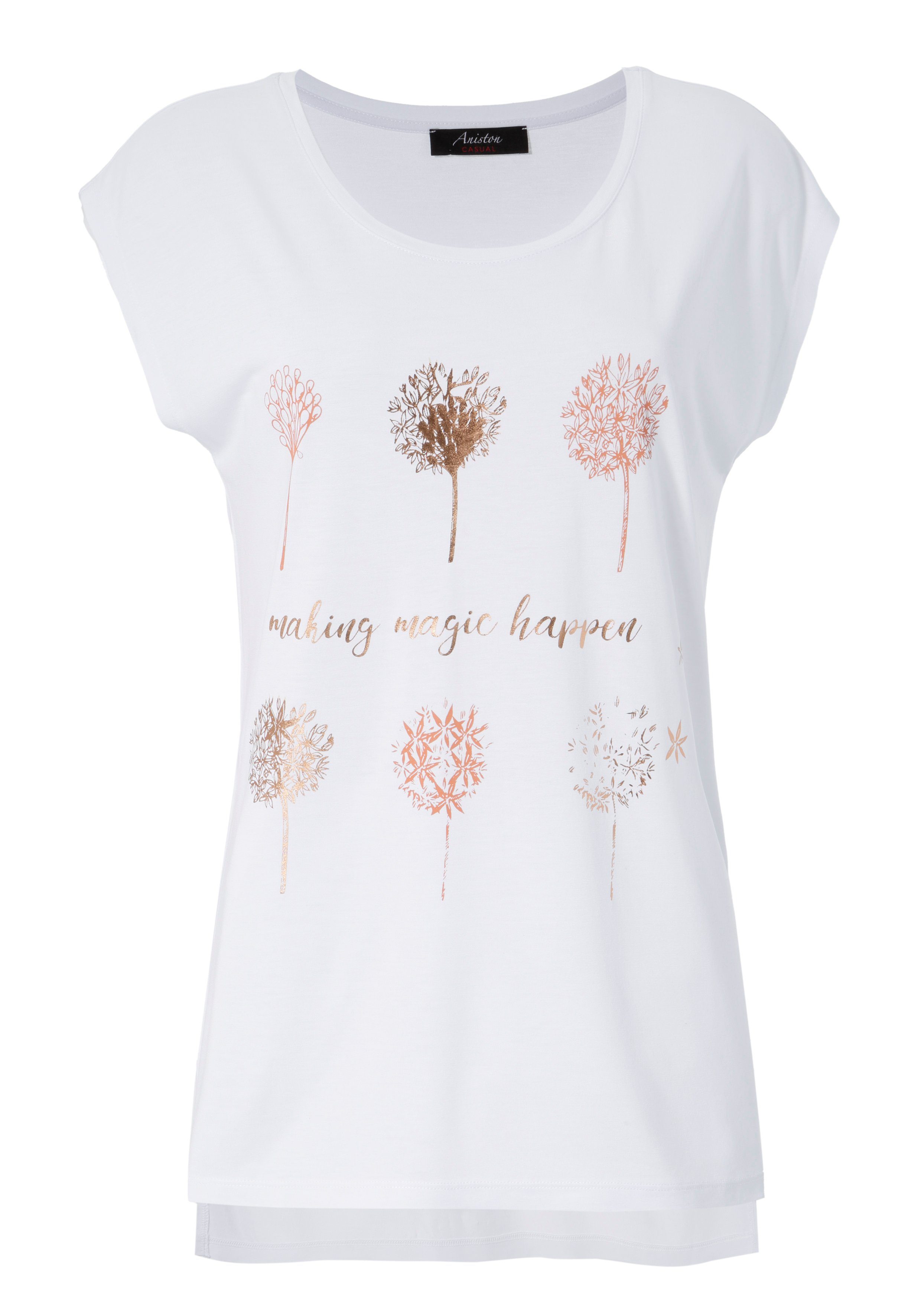 Aniston CASUAL T-Shirt, mit Frontdruck, teilweise glitzernder Folienprint günstig online kaufen