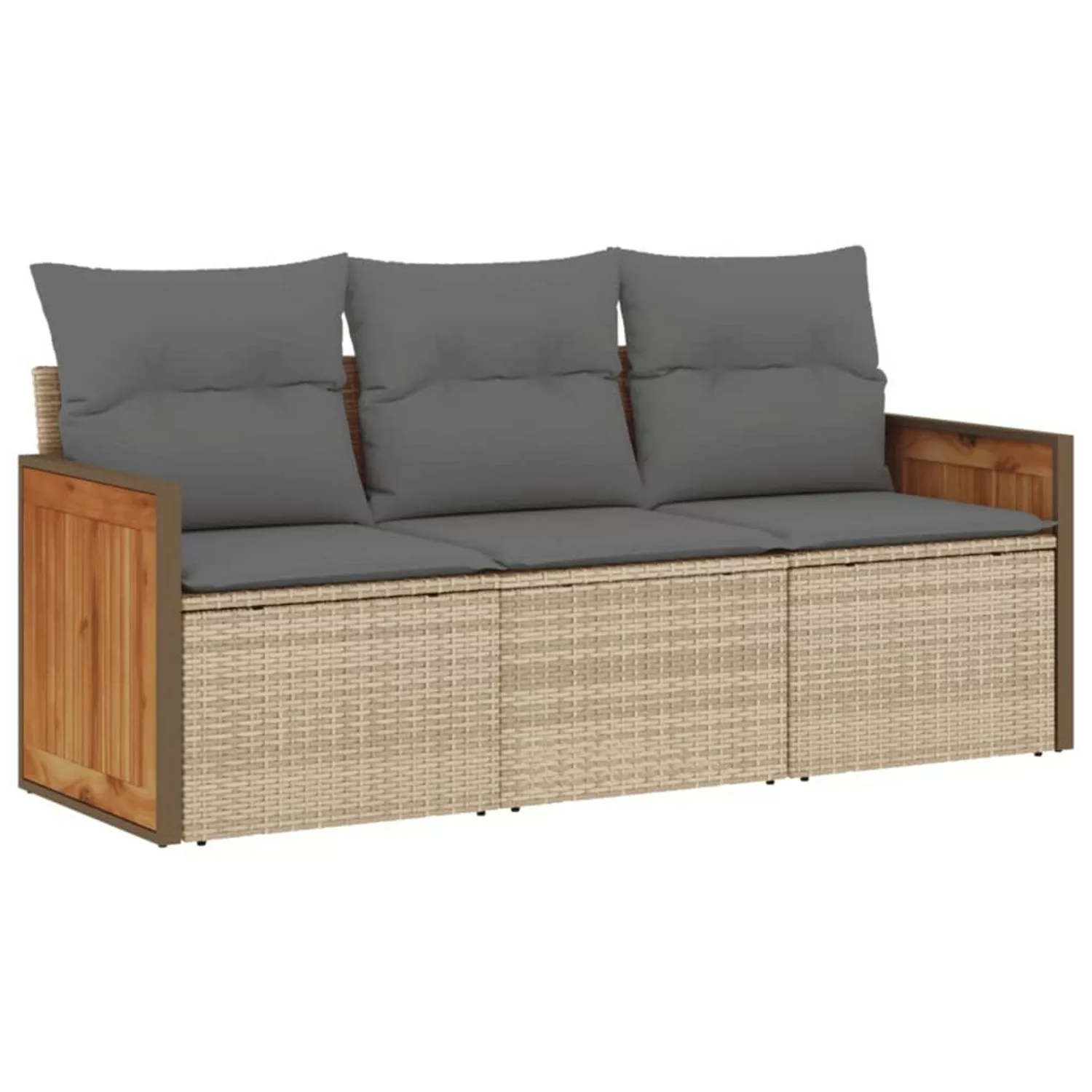 vidaXL 3-tlg Garten-Sofagarnitur mit Kissen Beige Poly Rattan Modell 17 günstig online kaufen