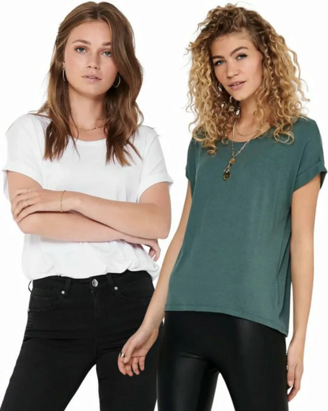 ONLY T-Shirt Stilvolles Basic Shirt mit Rundhalsausschnitt (2er-Pack) unifa günstig online kaufen