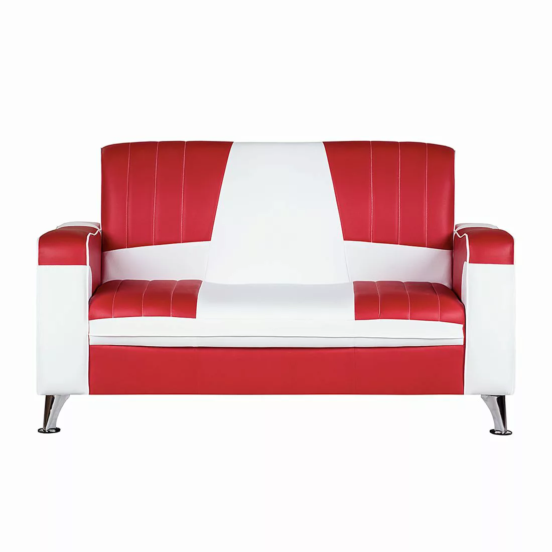 home24 Studio Monroe Sofa Nixa 2-Sitzer Rot/Weiß Kunstleder 161x93x76 cm (B günstig online kaufen