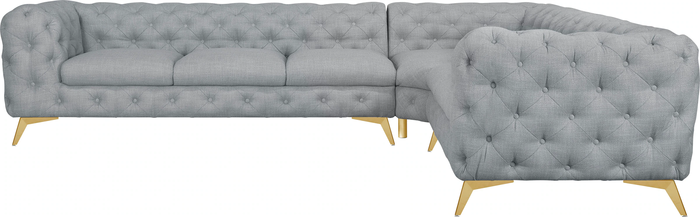 Leonique Chesterfield-Sofa »Ecksofa GLYNIS L-Form mit Wellenunterfederung, günstig online kaufen