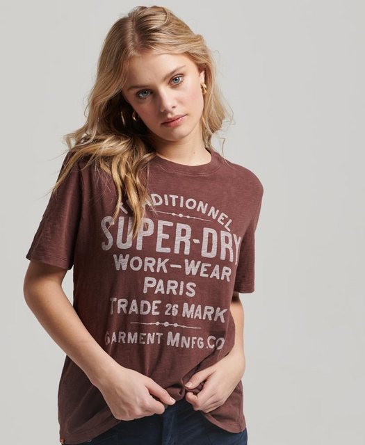 Superdry T-Shirt ARCHIVE SCRIPT GRAPHIC T SHIRT Deep Mahogany Brown Slub günstig online kaufen