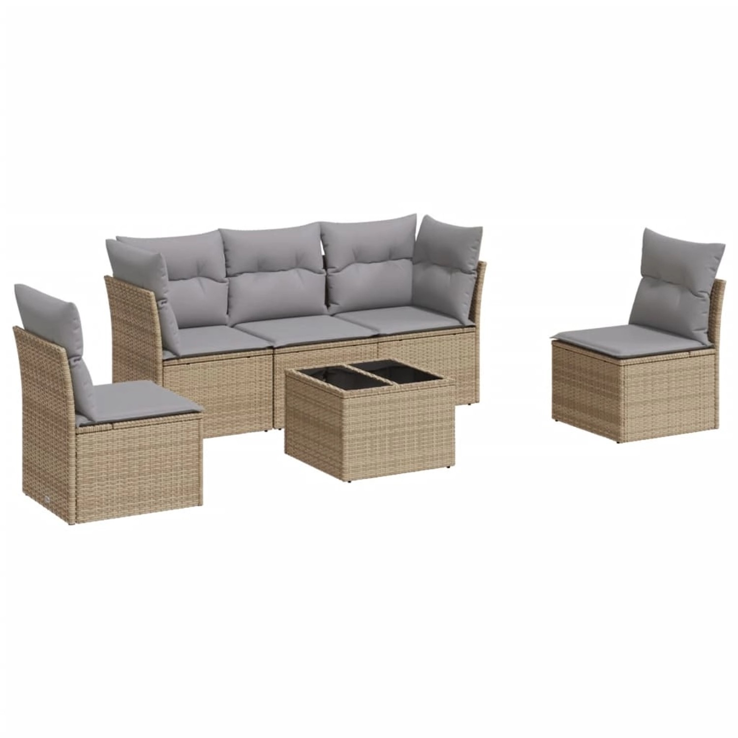 vidaXL 6-Tlg Garten-Sofagarnitur mit Kissen Beige Poly Rattan 3249198 günstig online kaufen