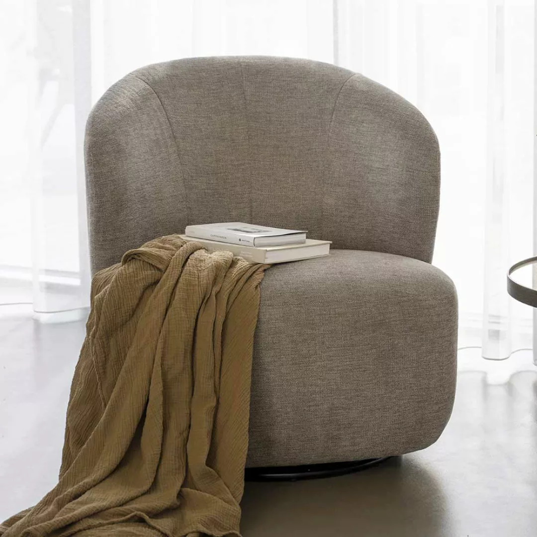 Drehsessel Beige Stoff im Skandi Design das Wohnzimmer günstig online kaufen