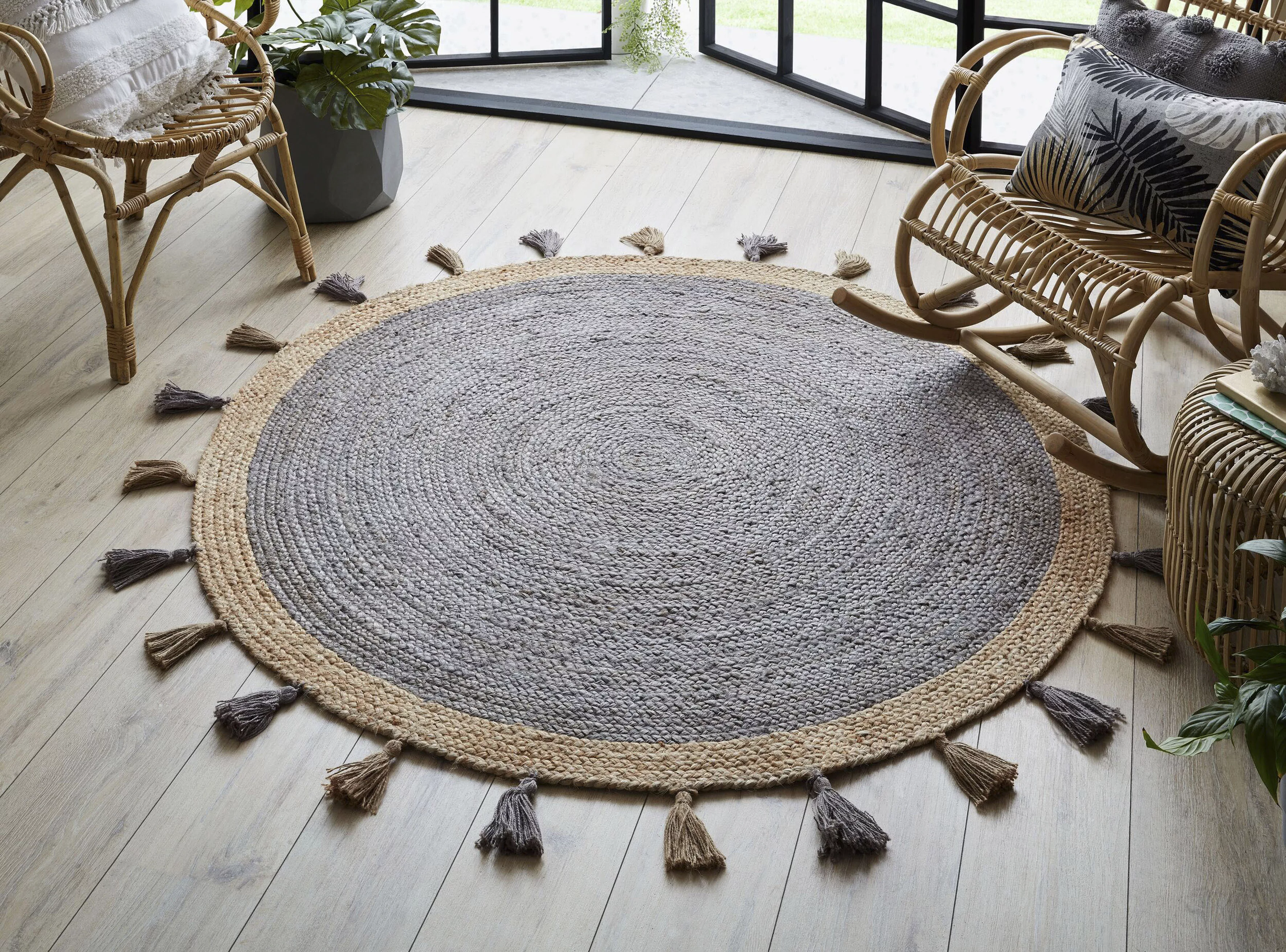 FLAIR RUGS Teppich »Istanbul«, rund, aus 100% Jute, mit Quasten & Bordüre günstig online kaufen