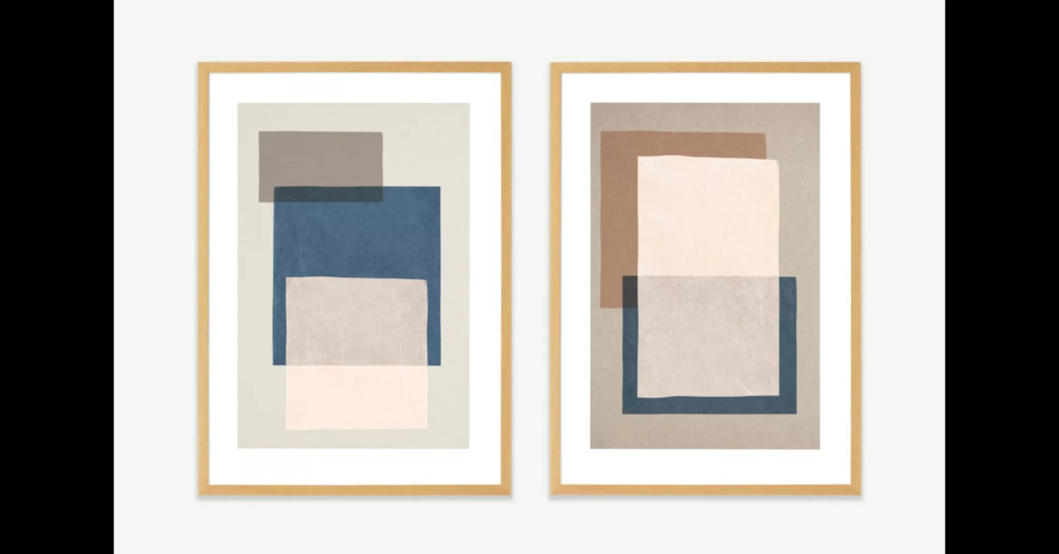 Maisey Design 'Soft Geometric' 2 x gerahmte Kunstdrucke (A2) - MADE.com günstig online kaufen
