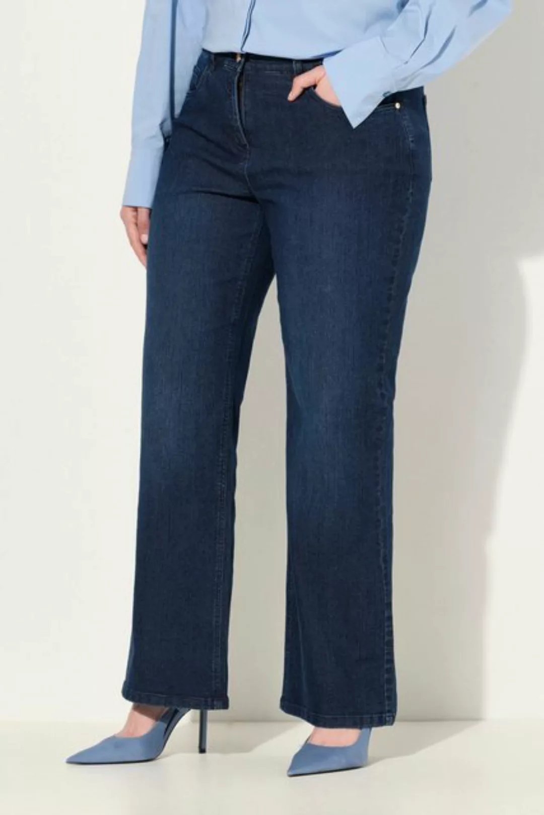 Ulla Popken 5-Pocket-Jeans Jeans Mary weites Bein 5-Pocket-Schnitt Stretch günstig online kaufen