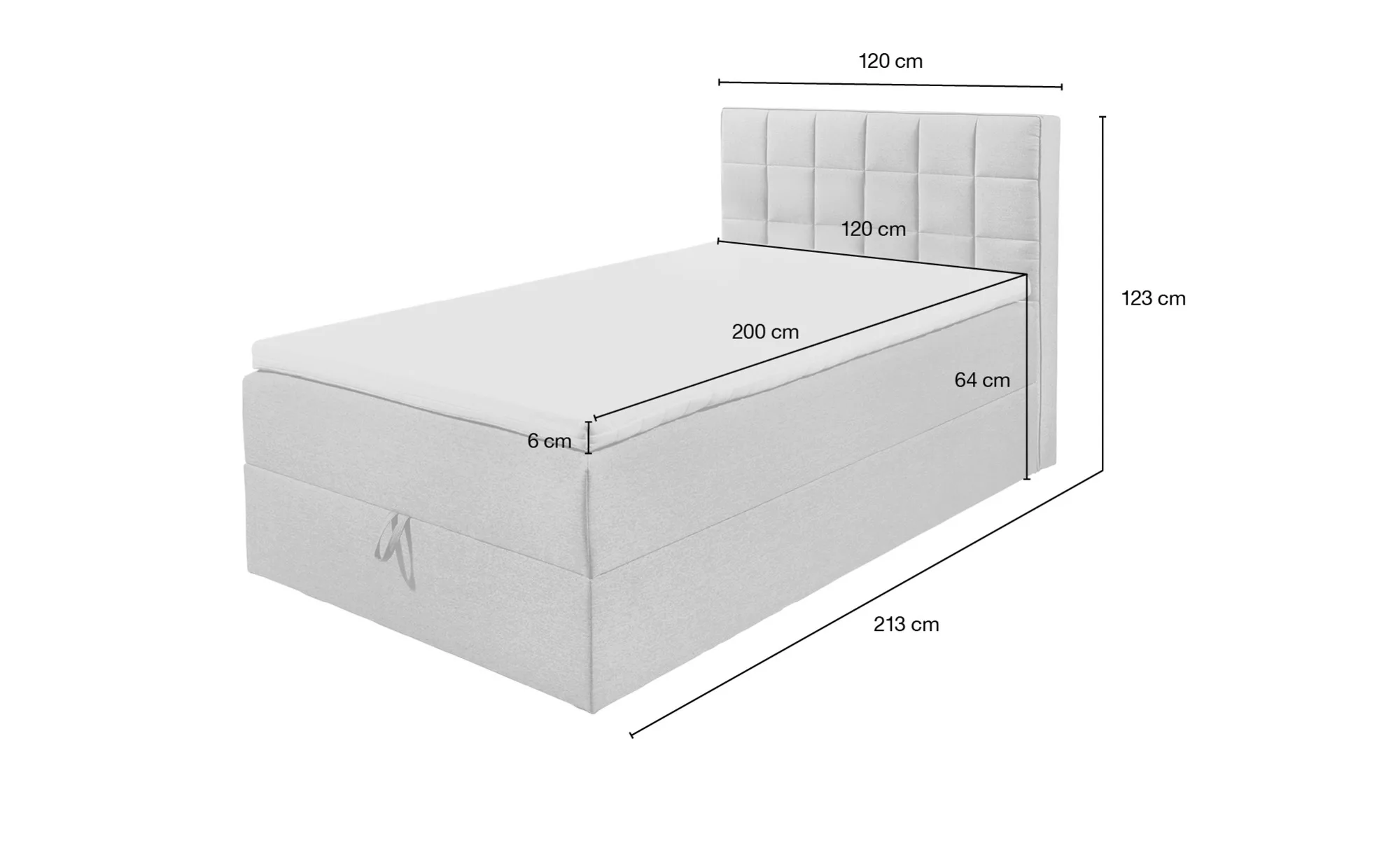 uno Polsterbett mit Bettkasten Alaska ¦ grau ¦ Maße (cm): B: 120 H: 123 Bet günstig online kaufen