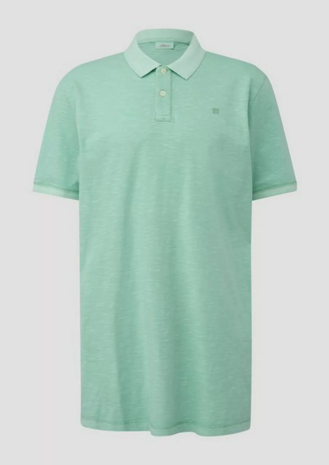 s.Oliver Kurzarmshirt Poloshirt mit Logo-Detail Logo, Garment Dye günstig online kaufen