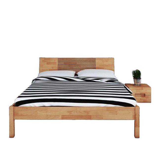 Natur24 Einzelbett Bett Bento 6 Sonderlänge 160x190 Kernbuche Holzkopfteil günstig online kaufen