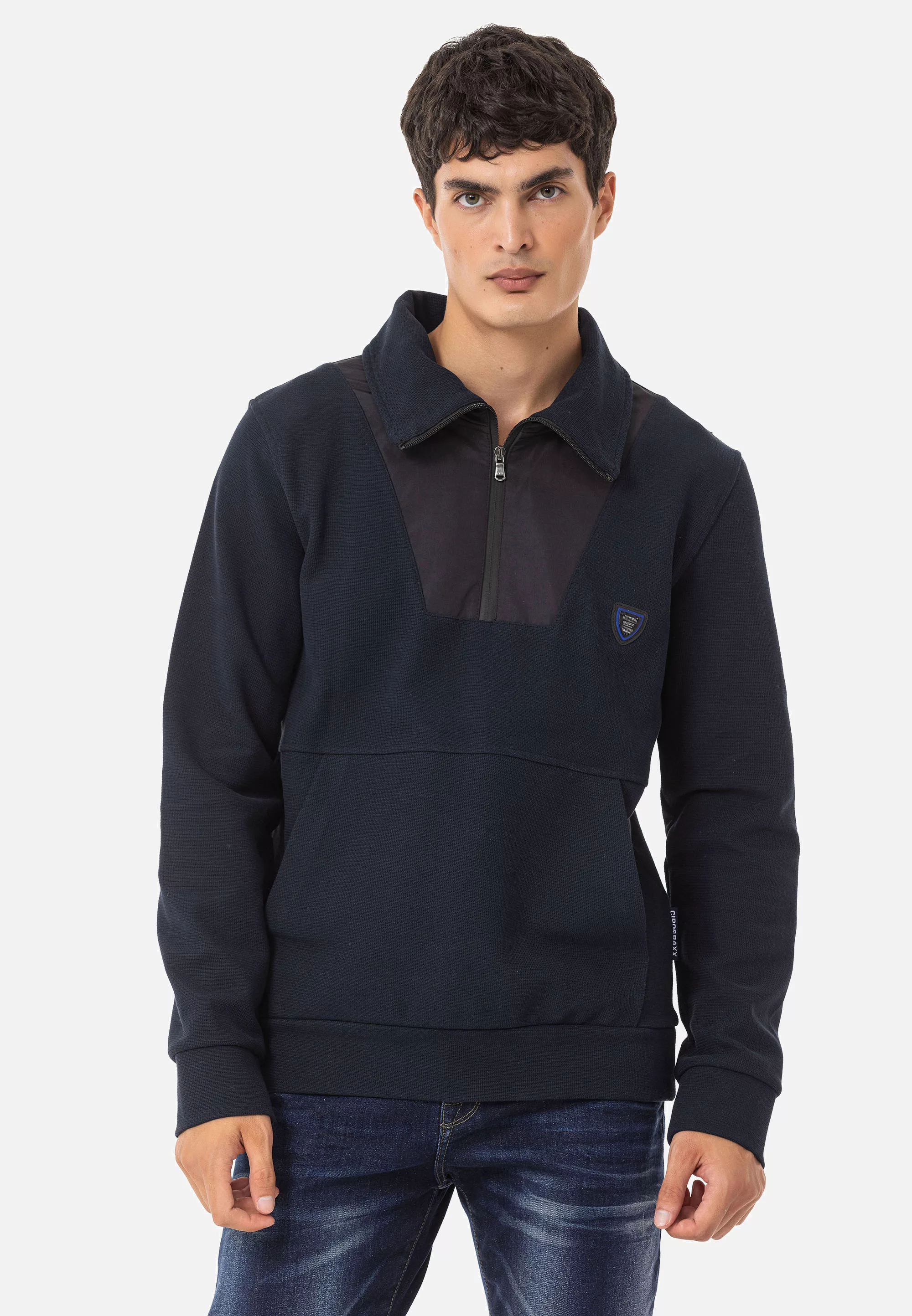 Cipo & Baxx Strickpullover, mit praktischem Half-Zip günstig online kaufen