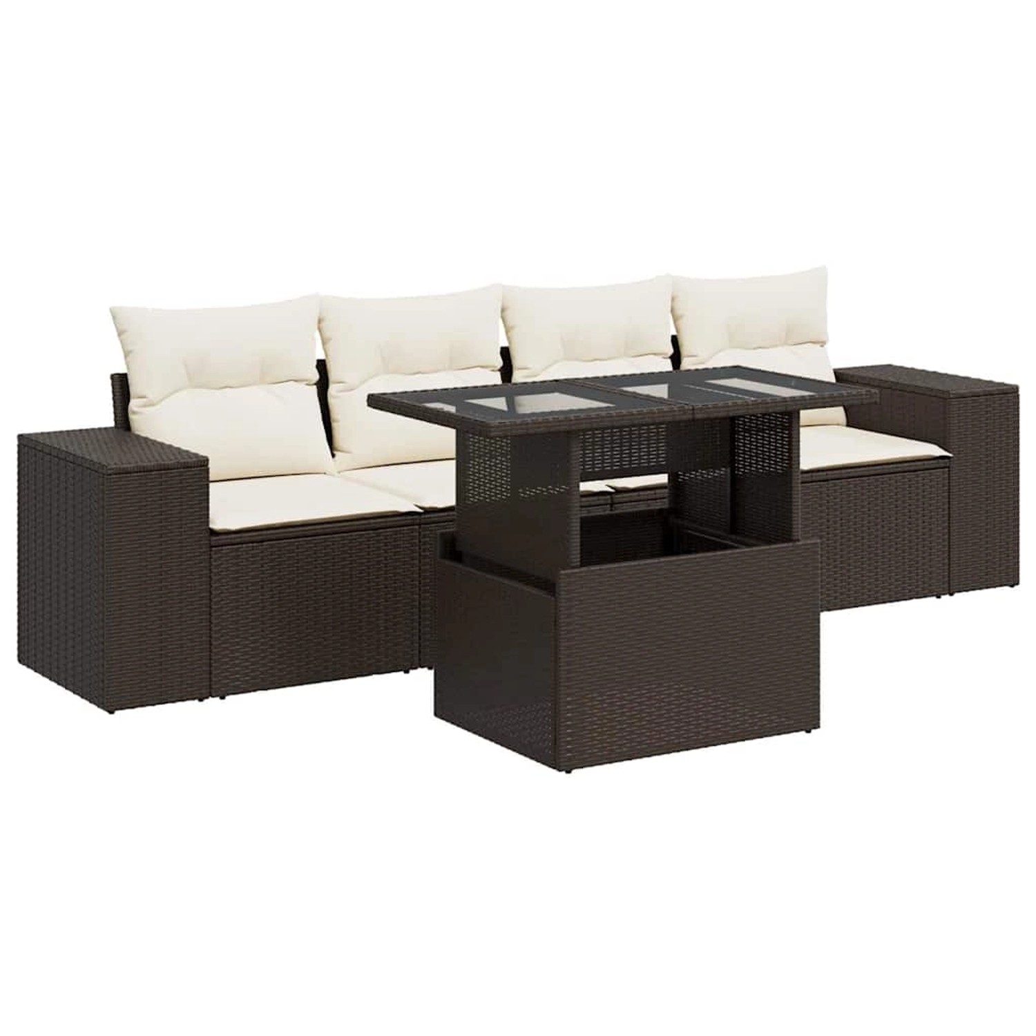 vidaXL 5-Tlg Garten-Sofagarnitur mit Kissen Braun Poly Rattan 3326724 günstig online kaufen