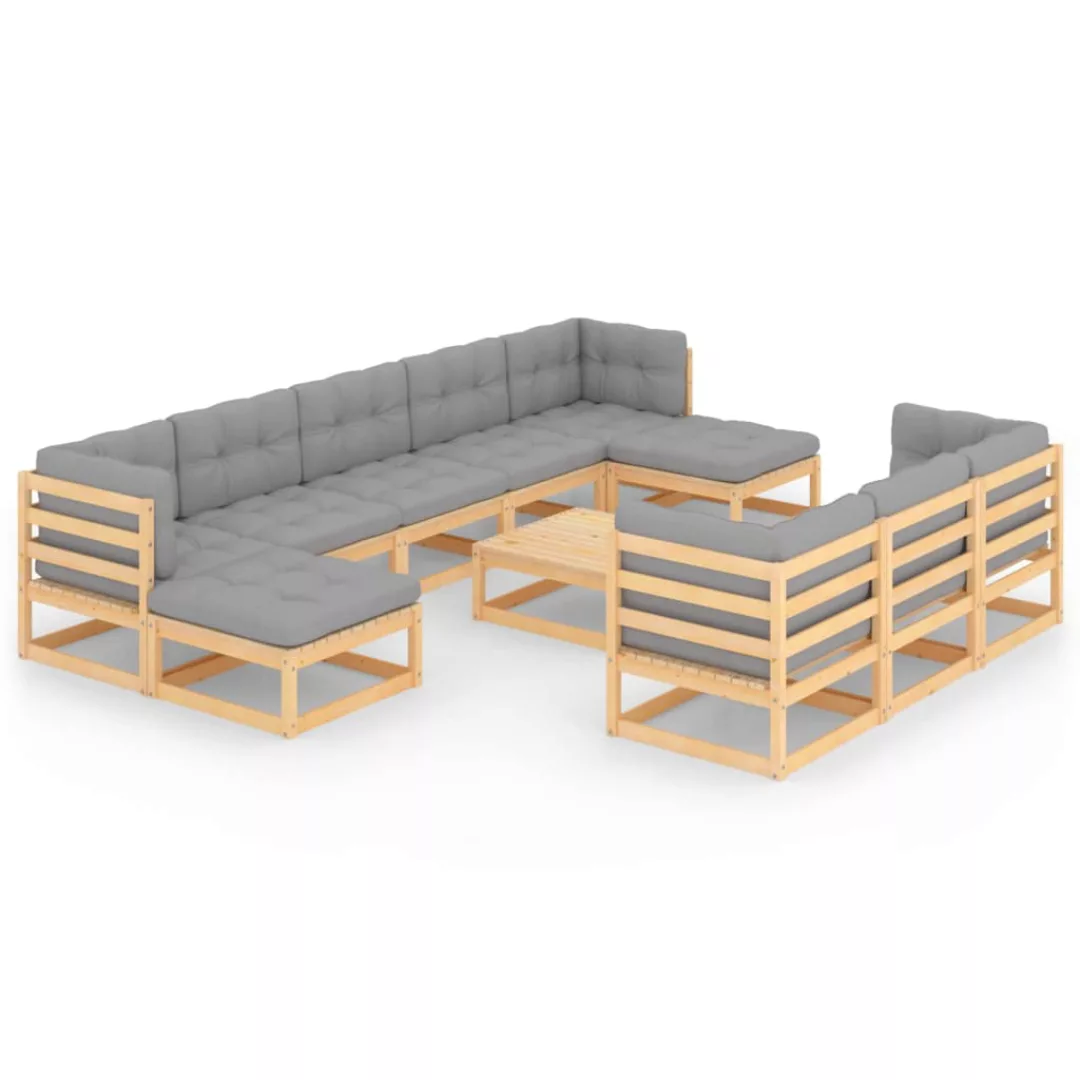 11-tlg. Garten-lounge-set Mit Kissen Kiefer Massivholz günstig online kaufen