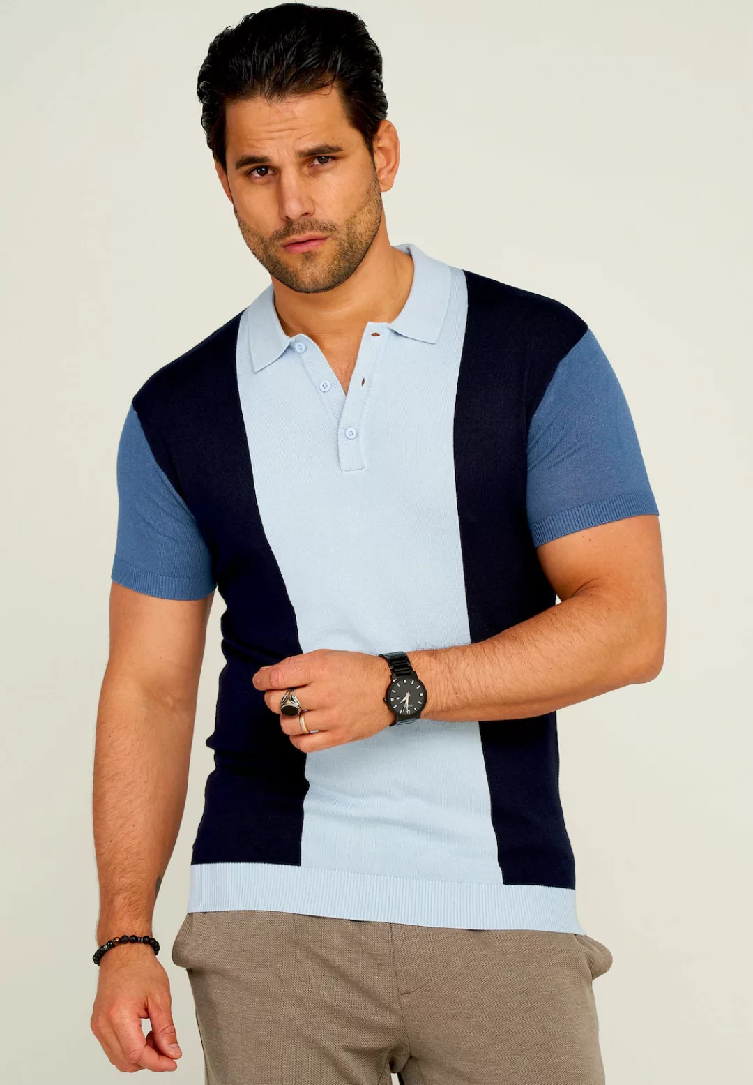 behype Poloshirt "KNIT POLO", mit Colour-Block-Design günstig online kaufen