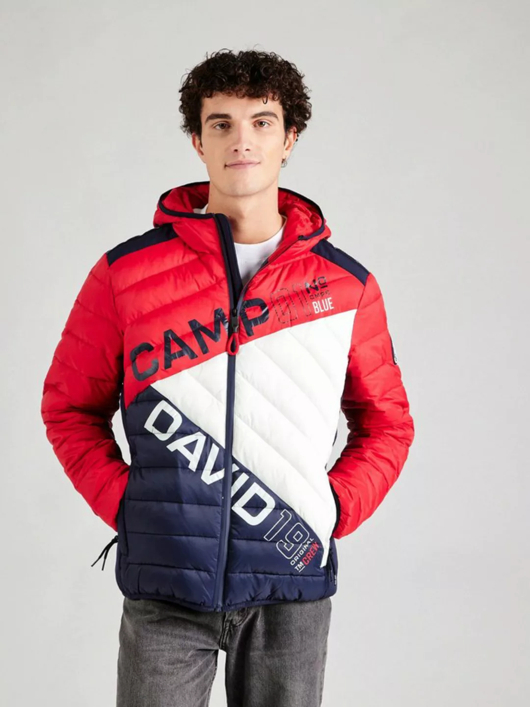 CAMP DAVID Steppjacke, mit Kapuze, mit Colour-Blocking und Rücken-Print günstig online kaufen