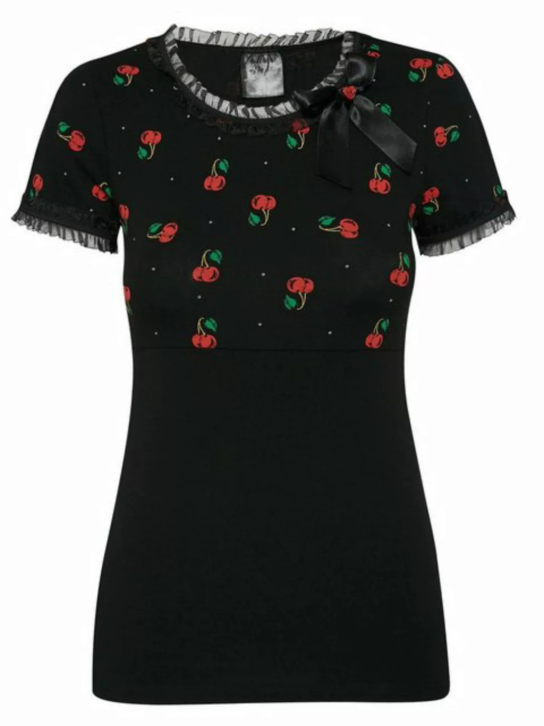 Pussy Deluxe Bow On Cherries Shirt female schwarz/allover günstig online kaufen