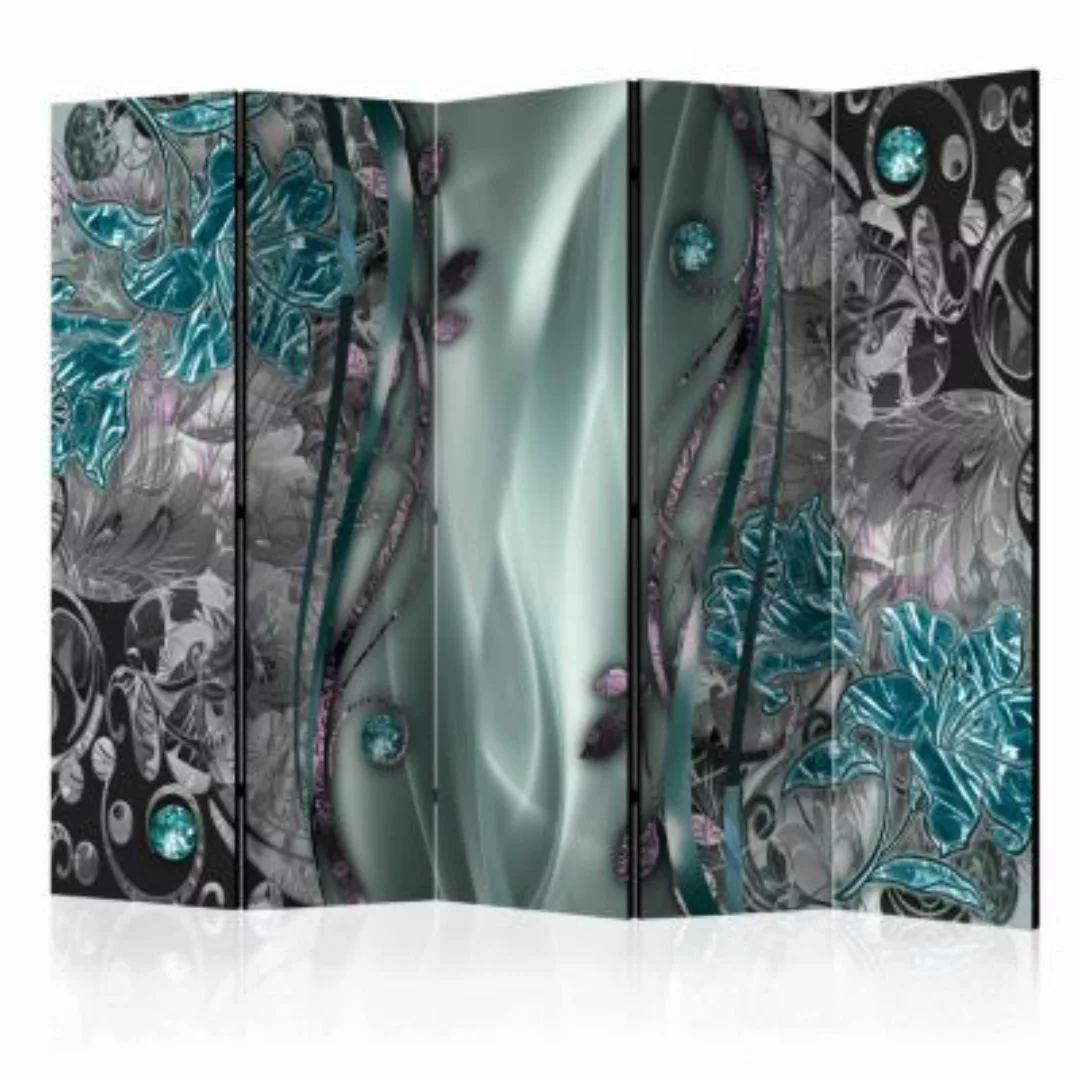 artgeist Paravent Floral Curtain (Turquoise) II [Room Dividers] grau/grün G günstig online kaufen