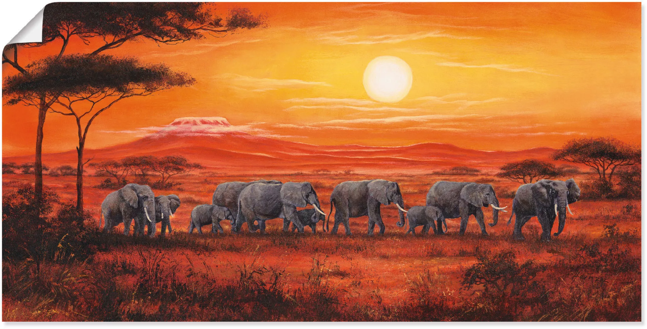 Artland Wandbild "Elefantenherde", Wildtiere, (1 St.) günstig online kaufen