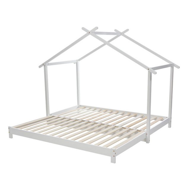 Ulife Kinderbett Hausbett Holzbett Bodenbett mit Ausziebett 90 /180 x 190cm günstig online kaufen