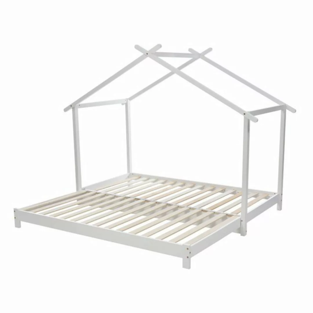 Ulife Kinderbett Hausbett Holzbett Bodenbett mit Ausziebett 90 /180 x 190cm günstig online kaufen