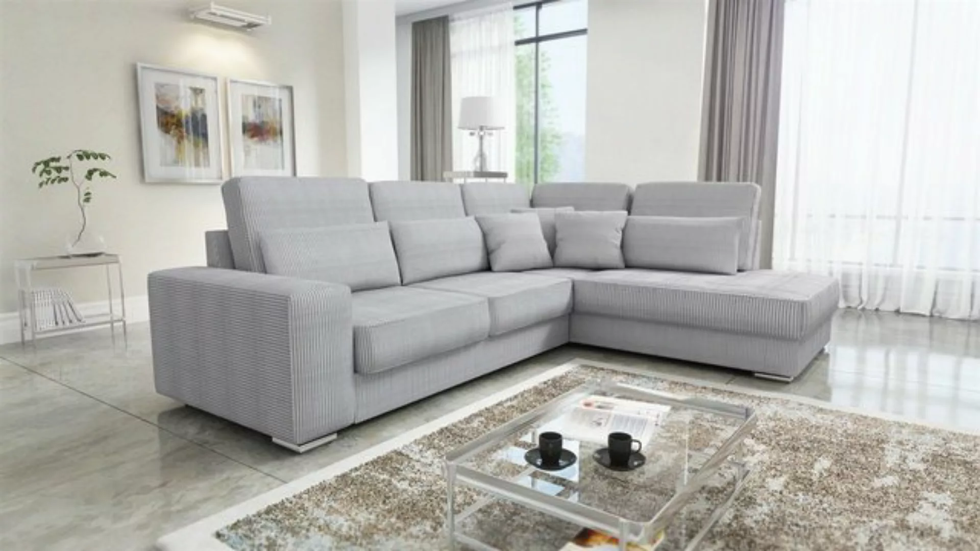 Fun Möbel Ecksofa Sofa NEVIO XL Stoff Scala mit Ottomane, inkl. Rückenkisse günstig online kaufen