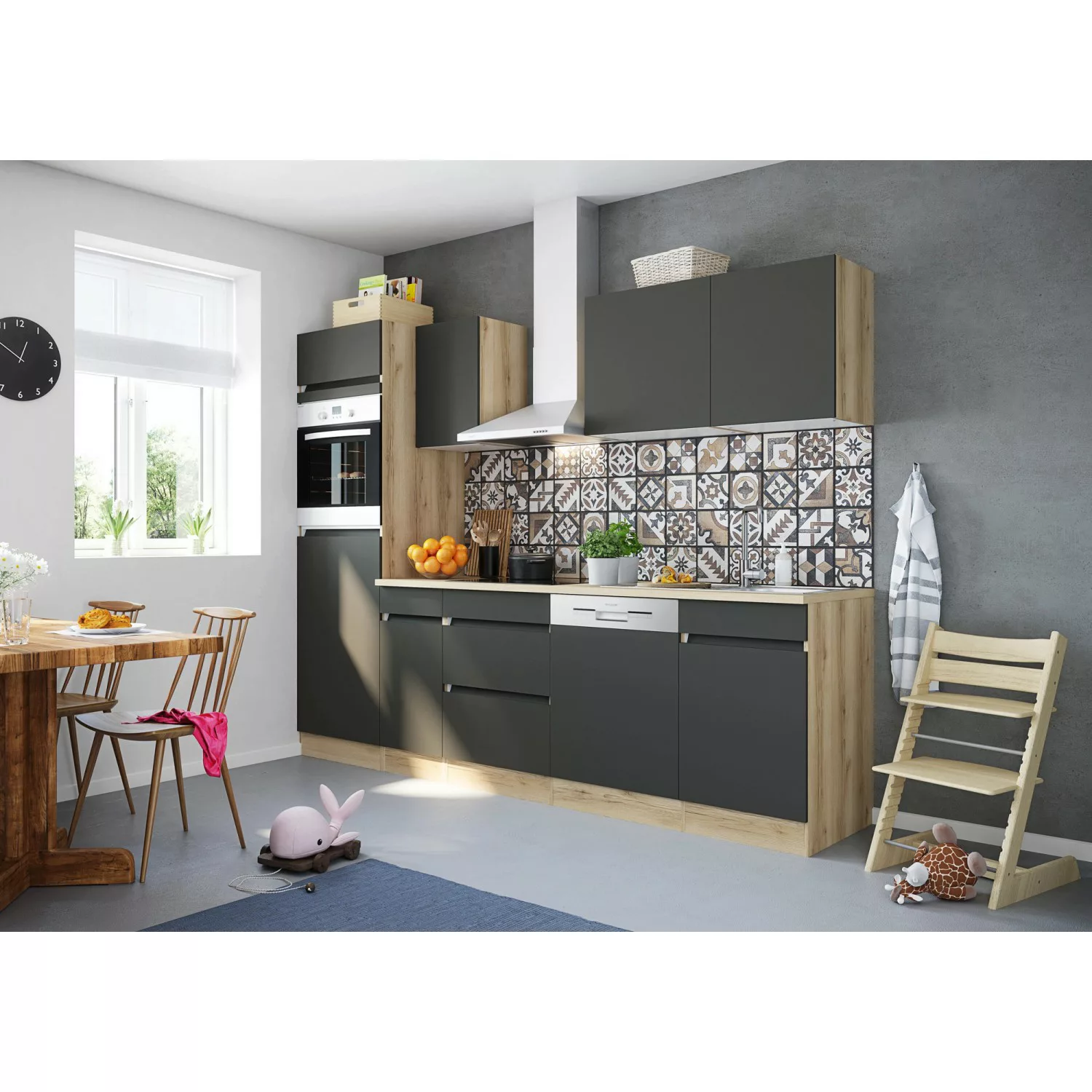 Optifit Küchenzeile/Küchenblock OPTIkombi Noah420 ohne E-Geräte 270 cm Anth günstig online kaufen