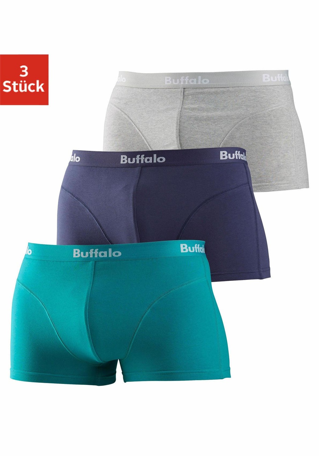 Buffalo Hipster, (Packung, 3 St.), knapp sitzende Boxershorts aus Baumwollm günstig online kaufen