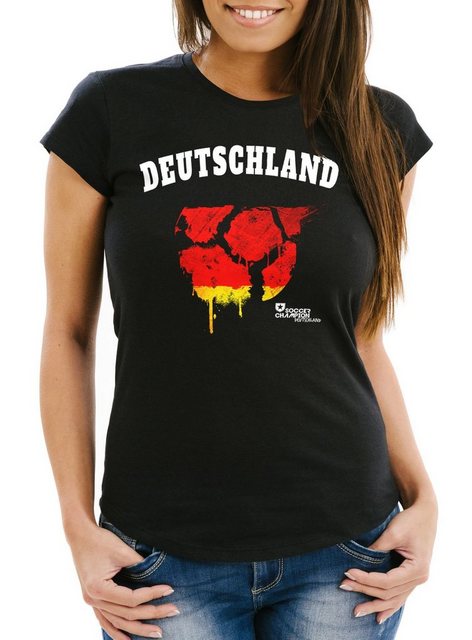 MoonWorks Print-Shirt Damen T-Shirt Deutschland Fanshirt Fußball EM WM Vint günstig online kaufen