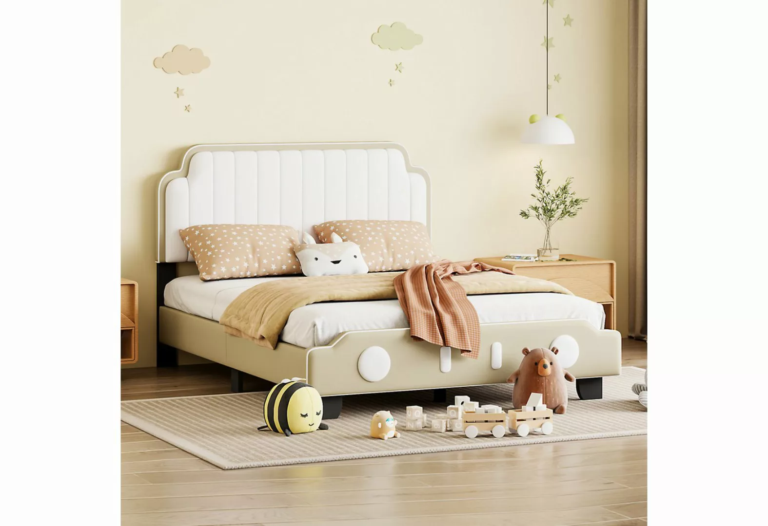 Blusmart Kinderbett Polsterbett Kunstleder Zweifarbig (140*200 cm, 1-tlg., günstig online kaufen