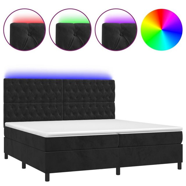 vidaXL Bettgestell Boxspringbett mit Matratze LED Schwarz 200x200 cm Samt B günstig online kaufen