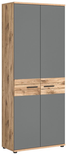 xonox.home Aktenschrank in Nox Oak / Basalt Grau - 80x199x37cm (BxHxT) günstig online kaufen