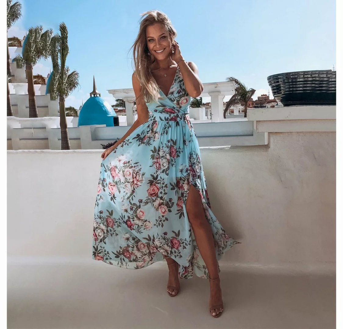 BlauWave Strandkleid Bedrucktes Chiffon-Kleid für Frauen, geteilt (1-tlg) Ä günstig online kaufen