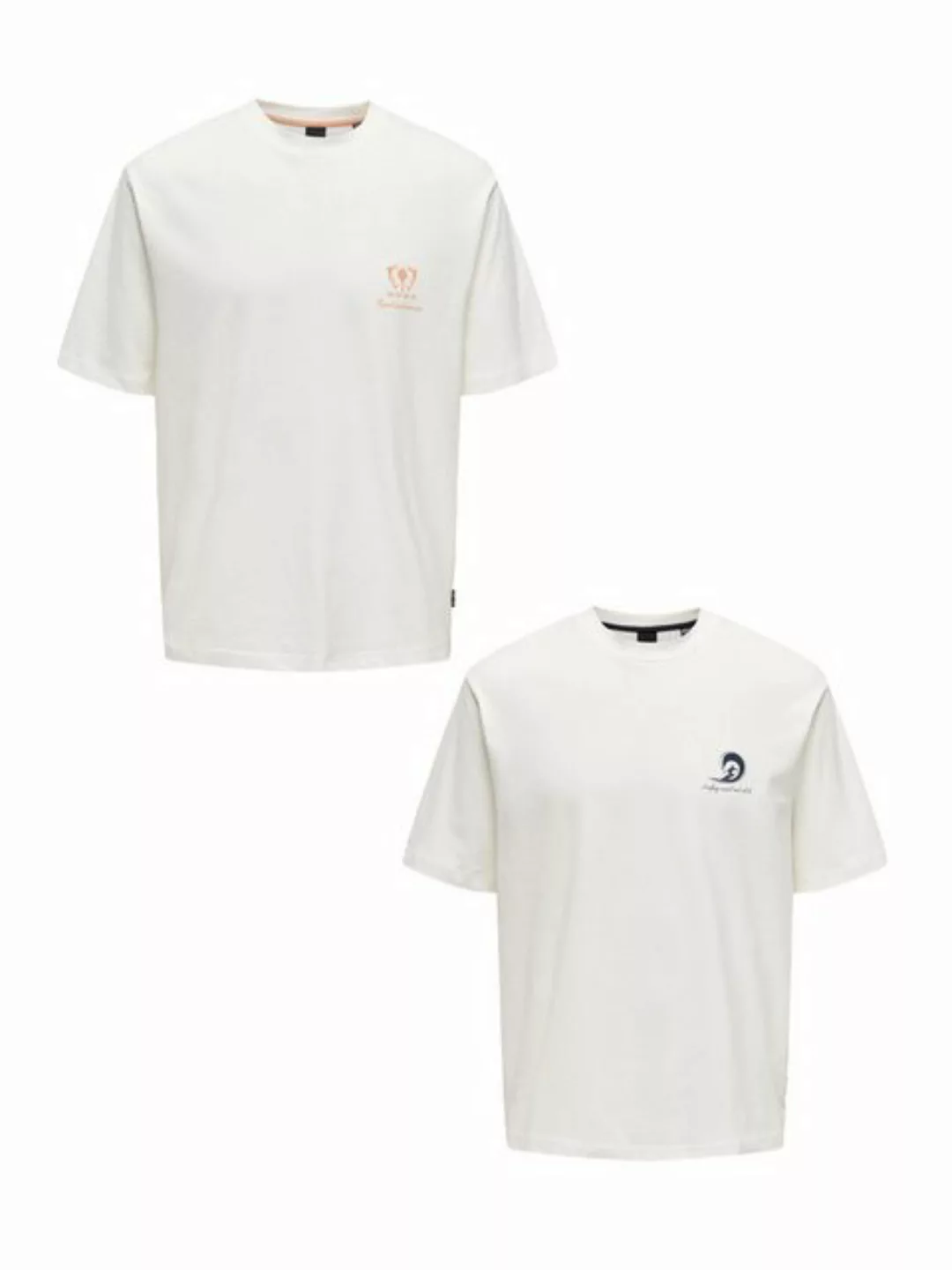ONLY & SONS T-Shirt T-Shirt 2er-Set Kurzarm locker geschnitten Rundhals (2- günstig online kaufen