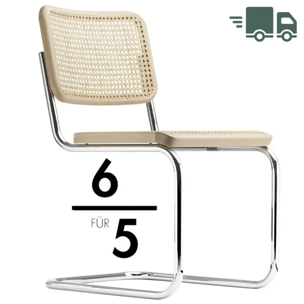 THONET S 32 V | Buche natur | Stahlrohr-Freischwinger | Gestell verchromt günstig online kaufen