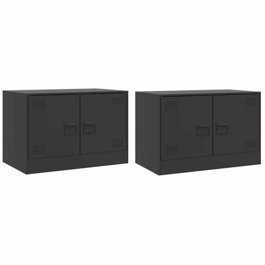 vidaXL TV-Schrank TV-Schränke 2 Stk. Schwarz 67x39x44 cm Stahl (2-St) günstig online kaufen