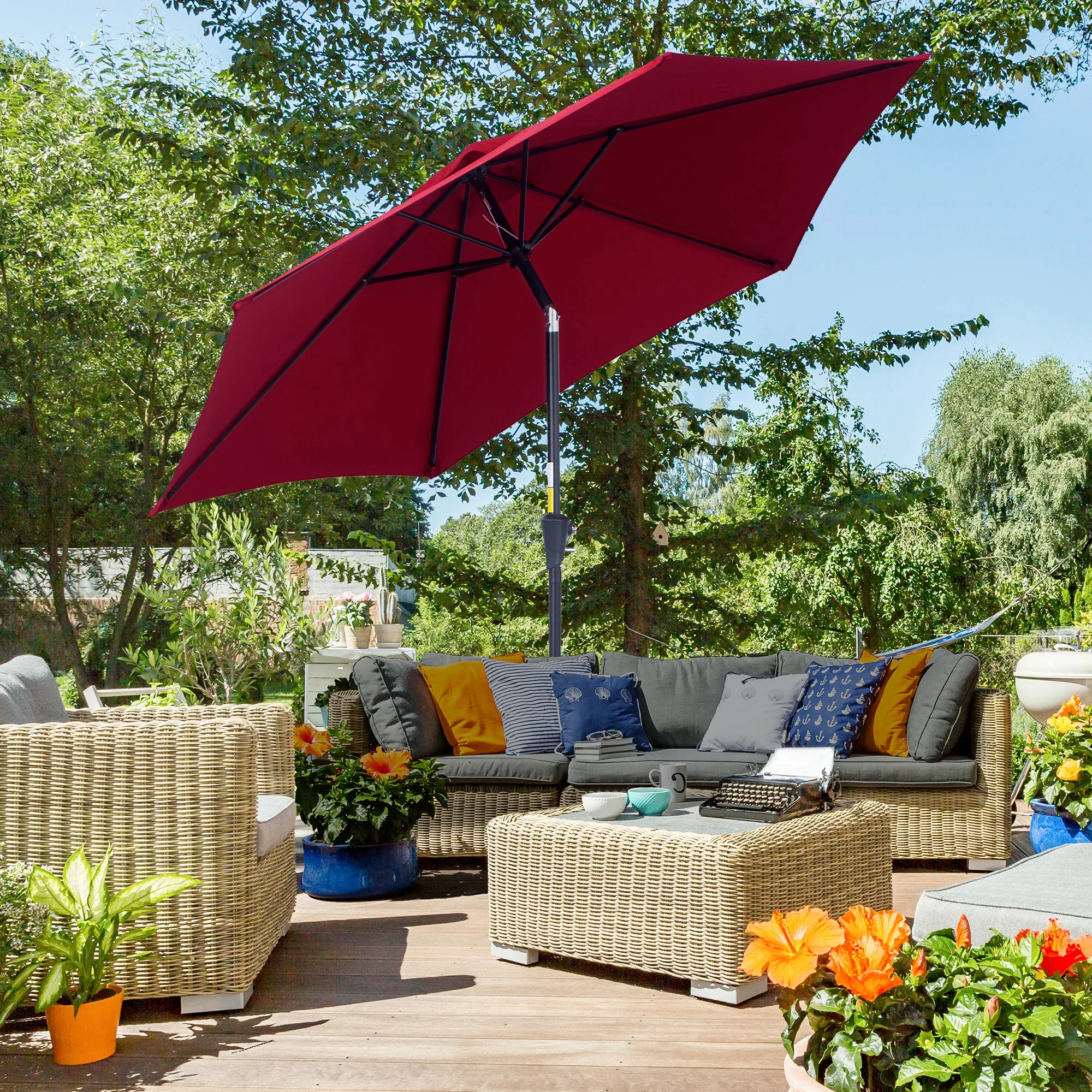 Outsunny Knickschirm Sonnenschirm Gartenschirm Marktschirm mit Handkurbel A günstig online kaufen