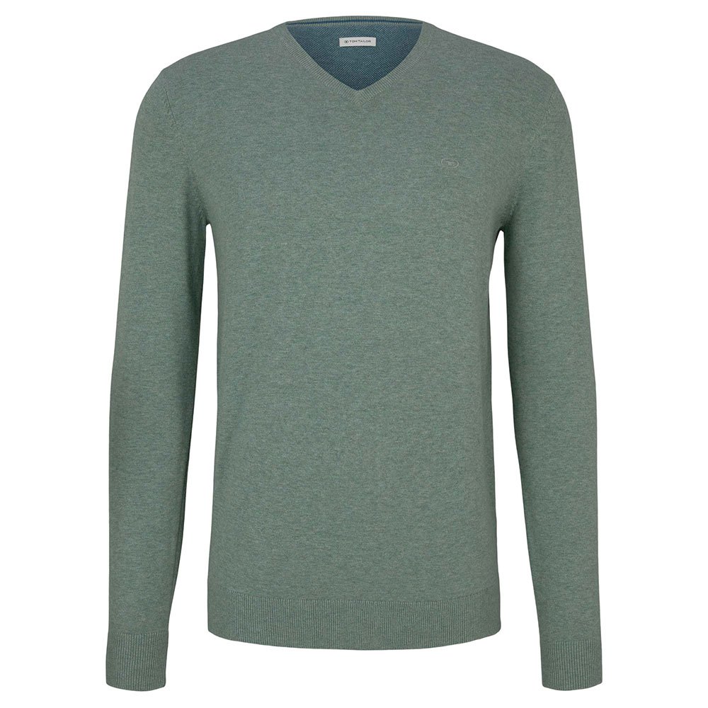 Tom Tailor Basic V-ausschnitt Sweater S Dark Smoke Green Melange günstig online kaufen