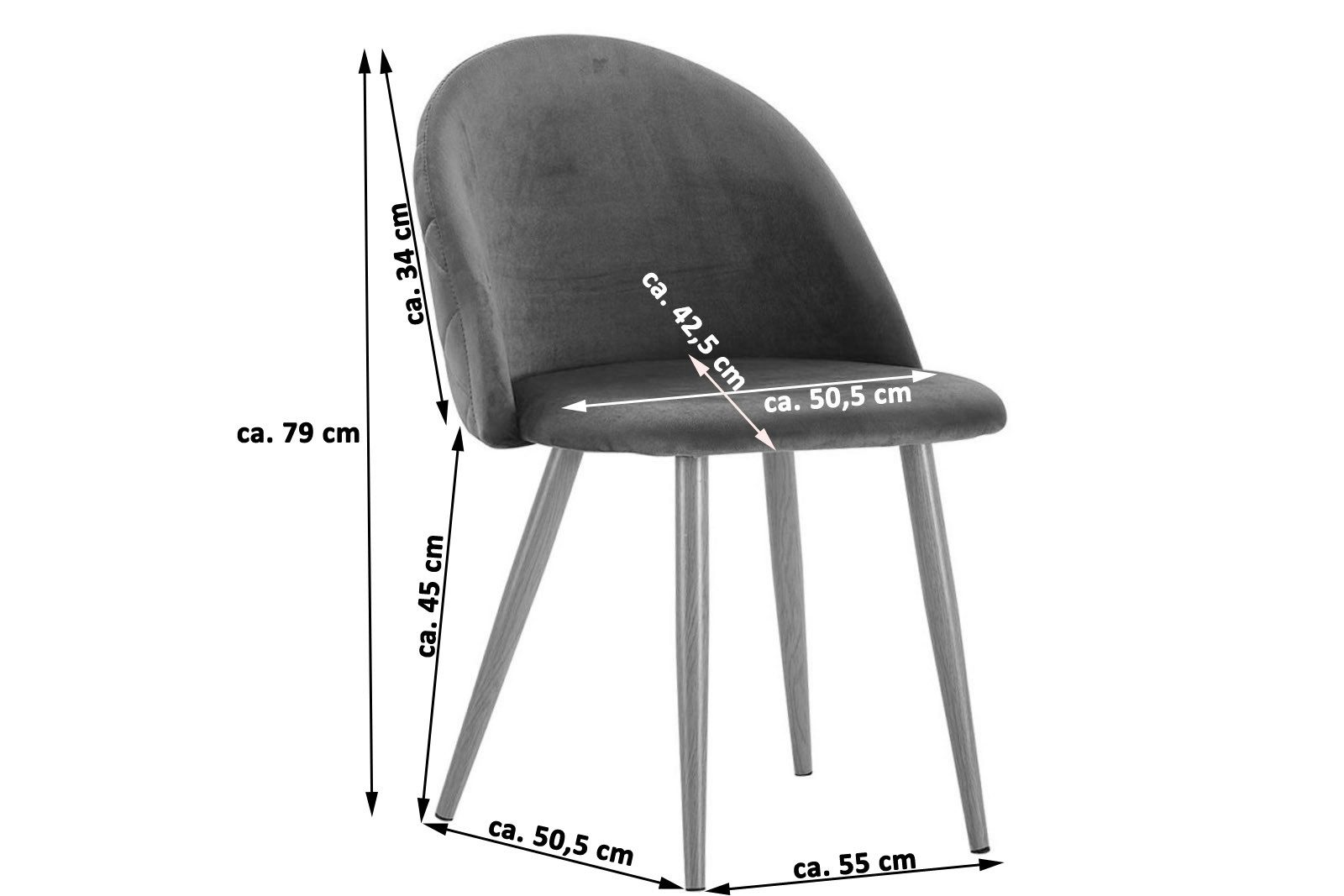 Trelevo® Polsterstuhl Lilly, Stoffbezug Samt, Metallbeine, günstig online kaufen