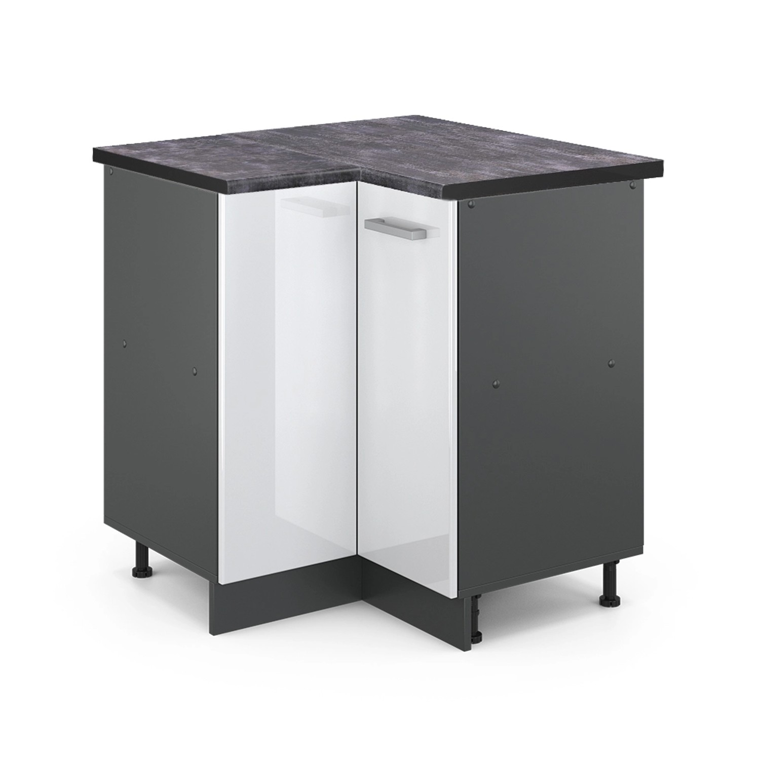 Vicco Eckunterschrank R-Line, Weiß Hochglanz/Anthrazit, 75.6 günstig online kaufen