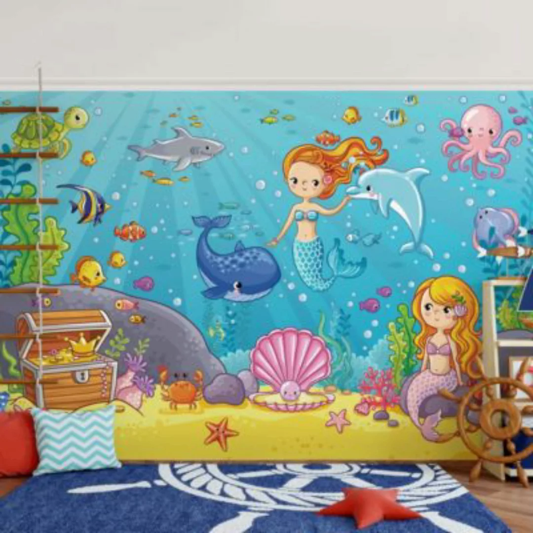Bilderwelten Kindertapete Meerjungfrau - Unterwasserwelt bunt Gr. 240 x 240 günstig online kaufen