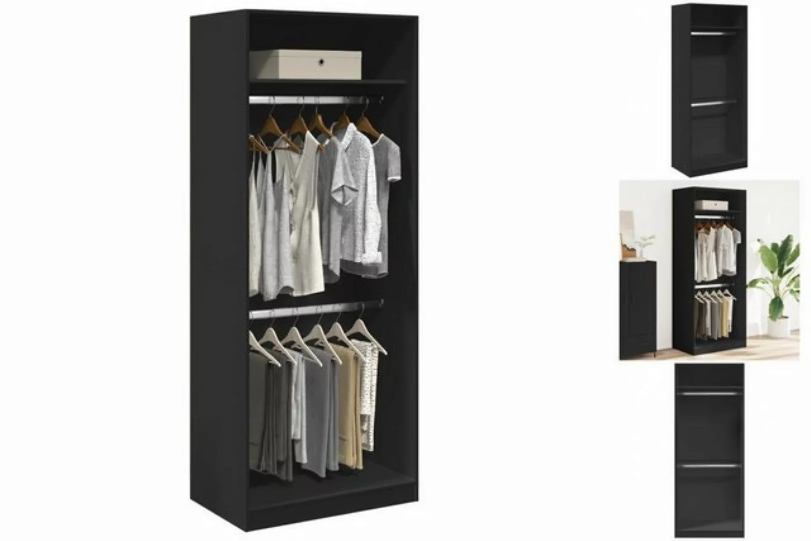 vidaXL Kleiderschrank Kleiderschrank Schwarz 80x50x200 cm Holzwerkstoff günstig online kaufen