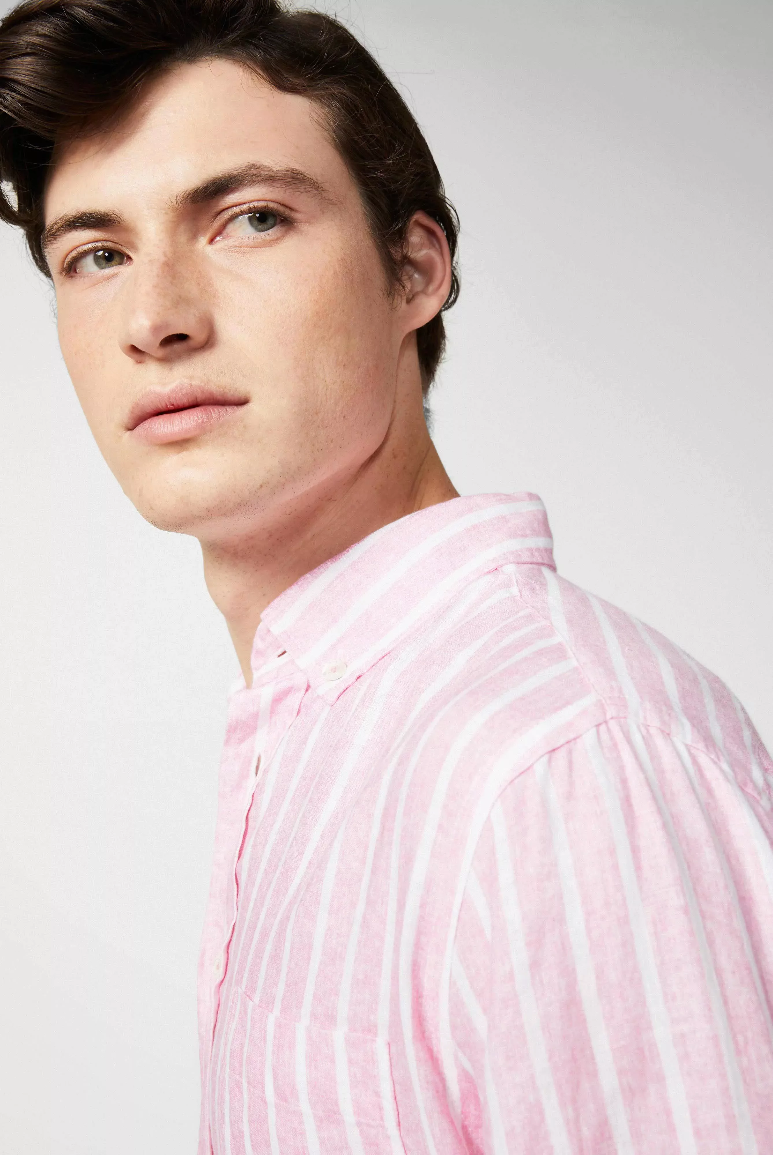 Button-Down-Hemd aus Leinen mit Streifendruck günstig online kaufen