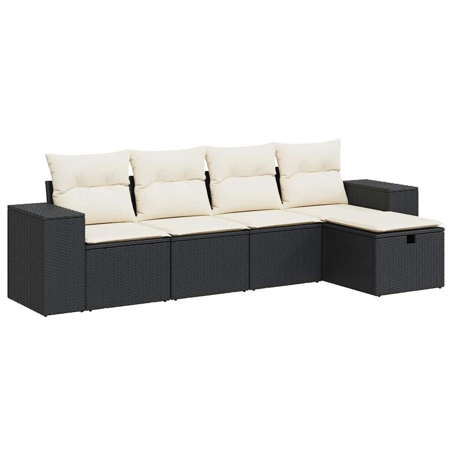 vidaXL 5-Tlg Garten-Sofagarnitur mit Kissen Schwarz Poly Rattan 3325662 günstig online kaufen