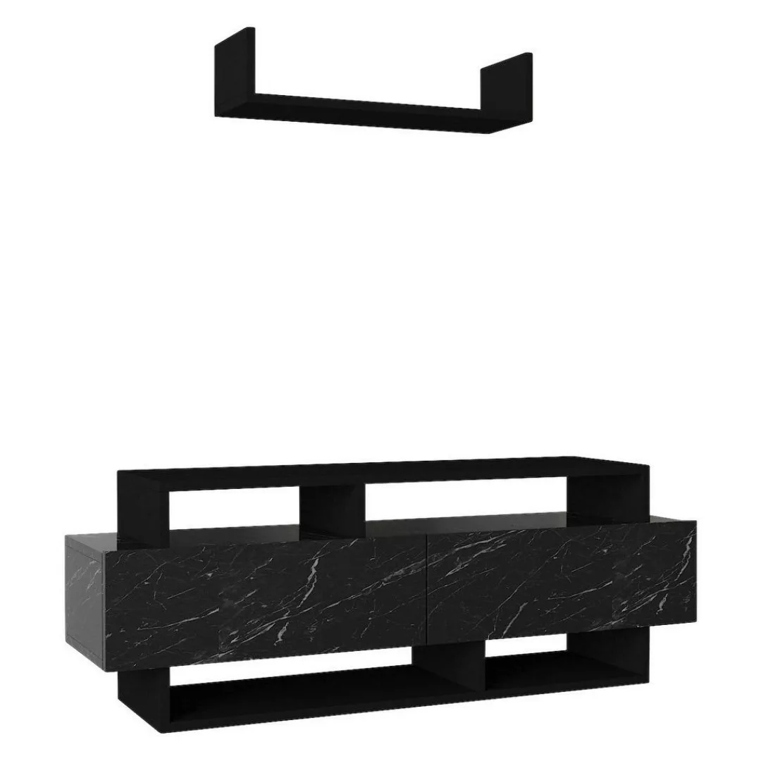 Wohnwand Rabel schwarz Marmoroptik B/H/T: ca. 120x44x29,5 cm günstig online kaufen