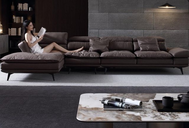 Xlmoebel Ecksofa Neues braunes Ledersofa mit modernem Design in L-Form für günstig online kaufen