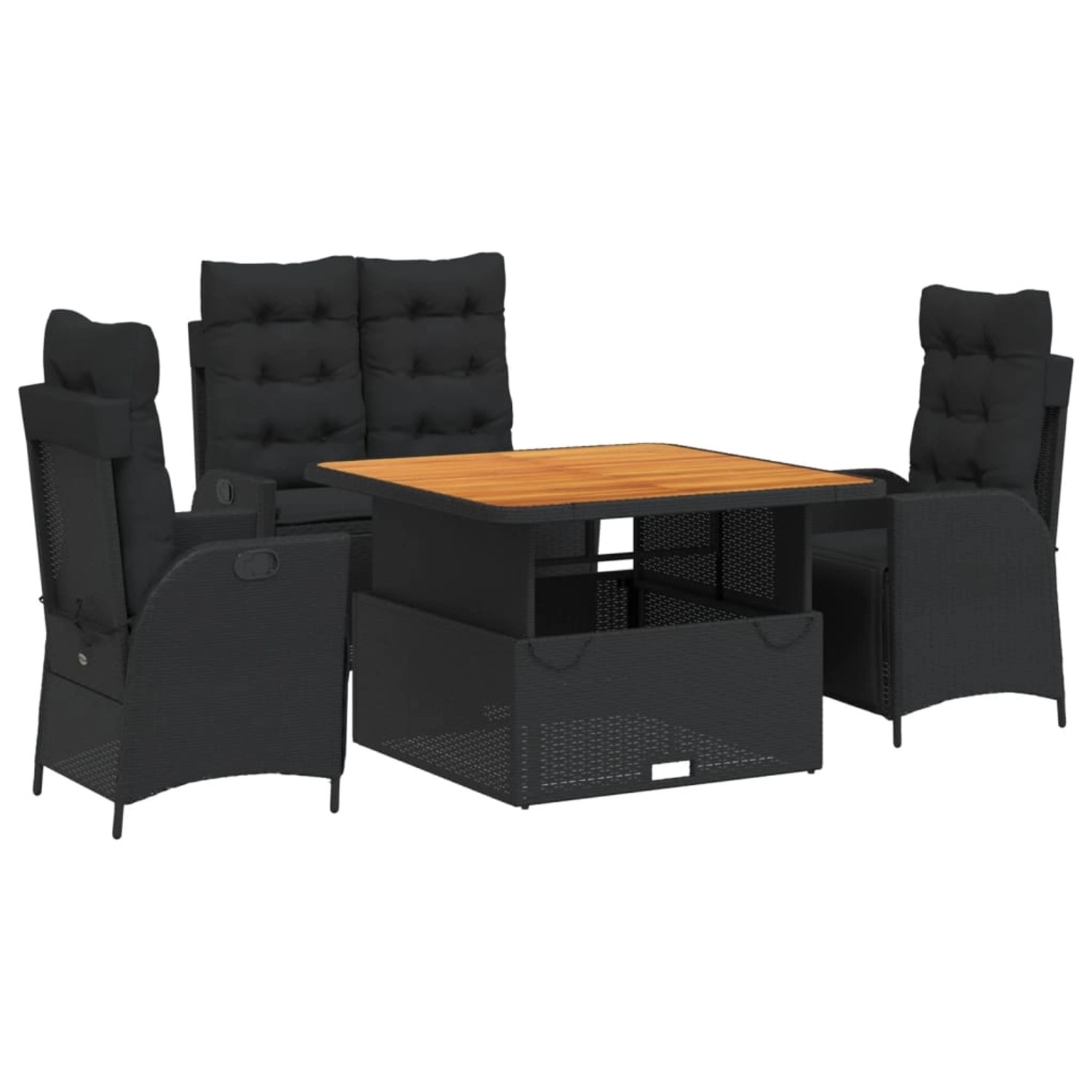 vidaXL 4-Tlg Garten-Essgruppe mit Kissen Schwarz Poly Rattan 3277453 günstig online kaufen