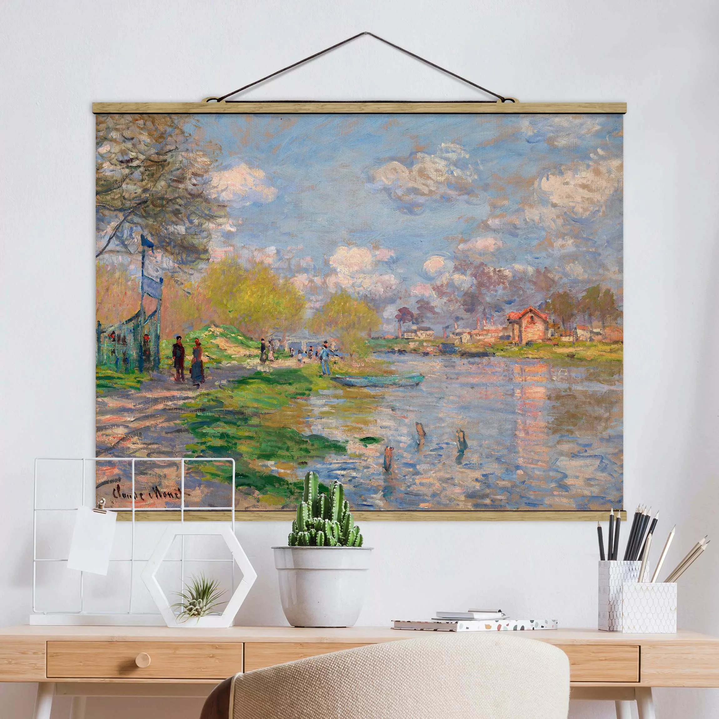 Stoffbild Kunstdruck mit Posterleisten - Querformat Claude Monet - Seine günstig online kaufen