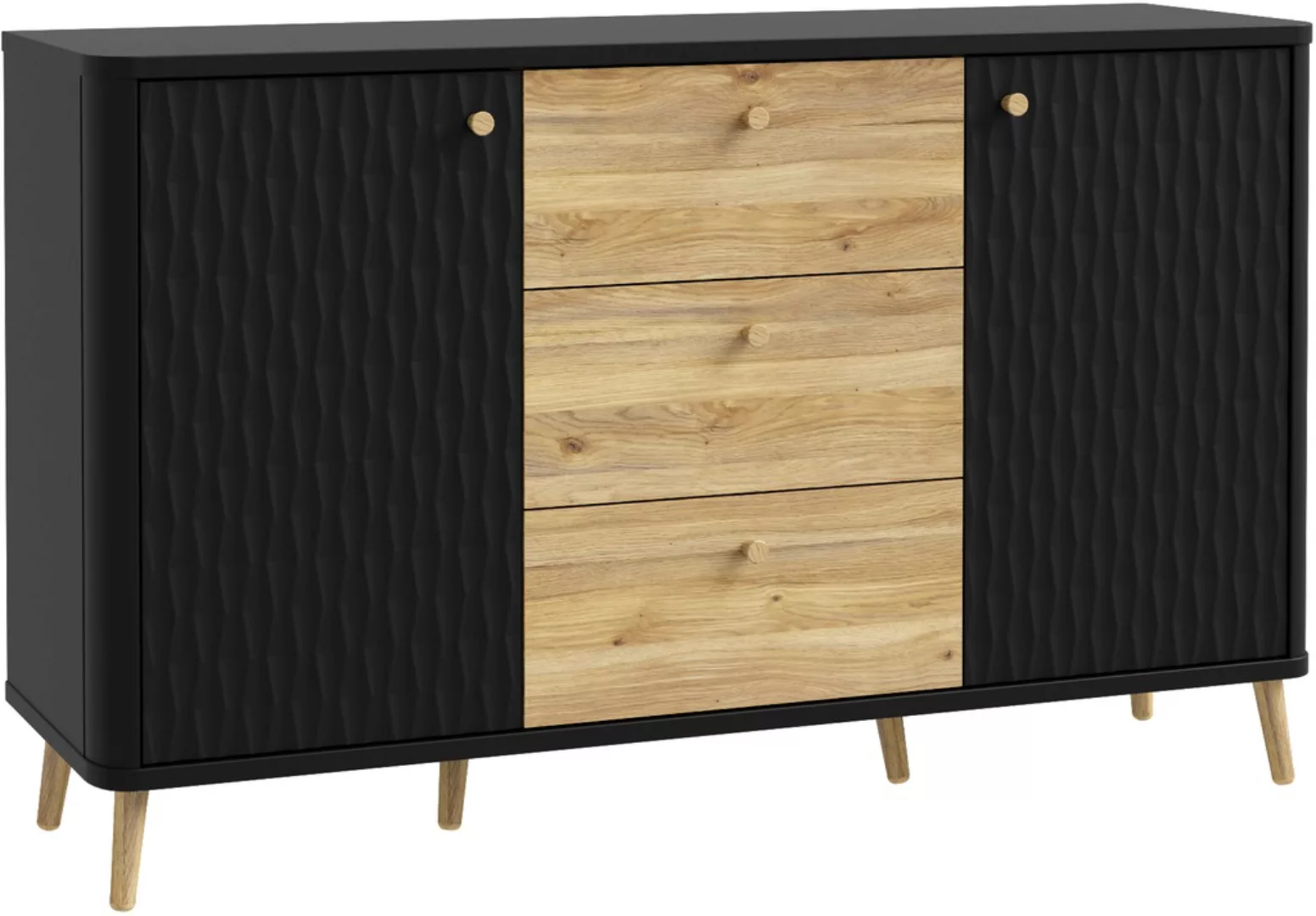 FORTE Sideboard "Fixsmile", modernes Sideboard, SoftClose, Echtholz Beine u günstig online kaufen