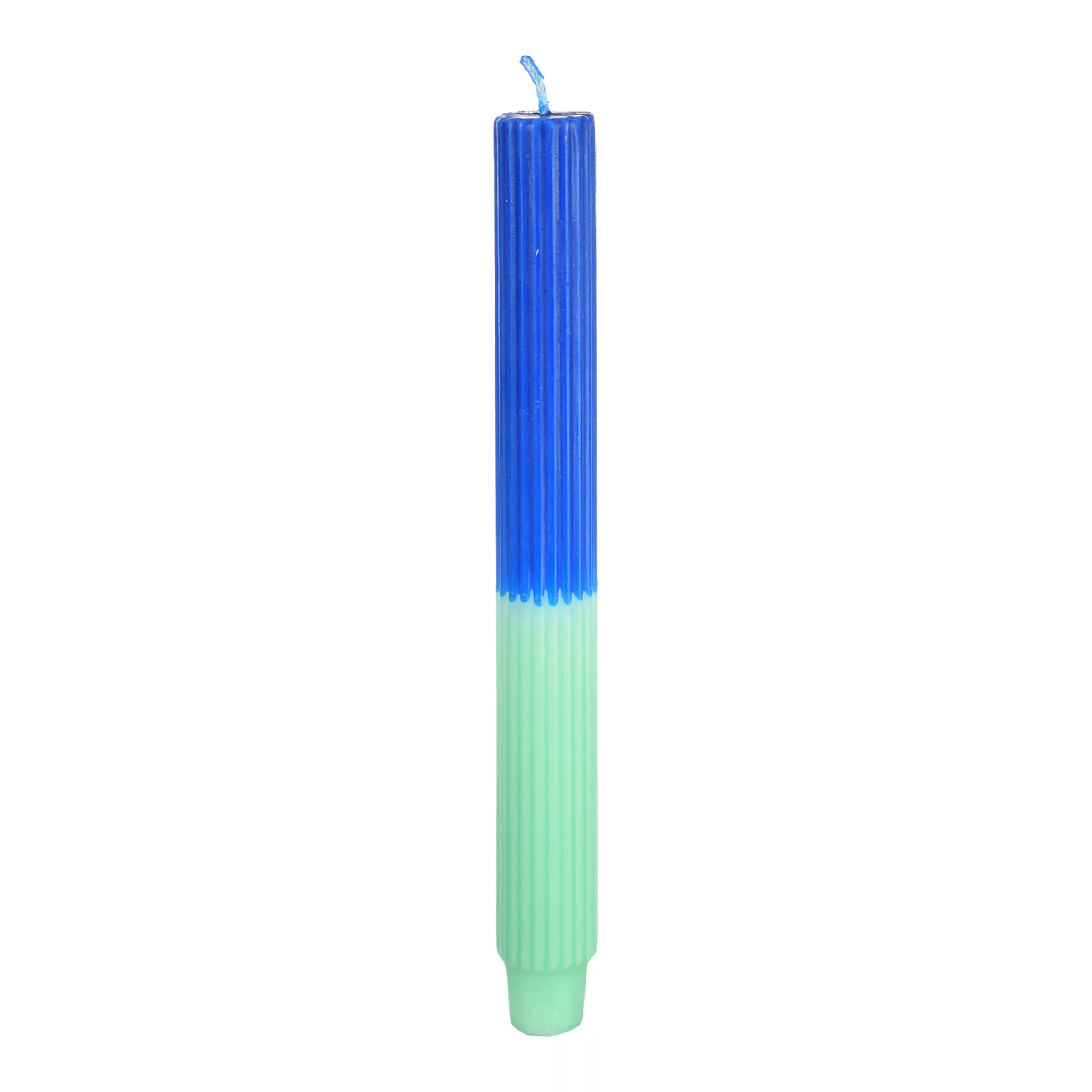 Kerze Rille 2-farbig D2,8xH25cm, türkis günstig online kaufen